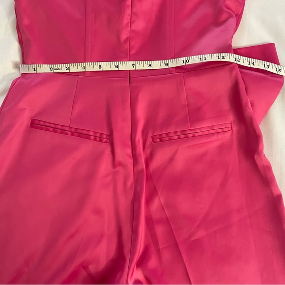 Hot pink strapless sweetheart neckline bow on side jumpsuit - Picture 10 of 13